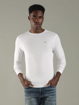 Tommy Hilfiger - Men White Solid Slim Fit Cotton T-Shirt