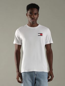 Tommy Hilfiger - Men White Solid Slim Fit Cotton T-Shirt