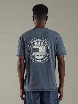 Tommy Hilfiger - Men Blue Printed Relaxed Fit Cotton T-Shirt