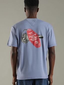 Tommy Hilfiger - Men Blue Printed Relaxed Fit Cotton T-Shirt