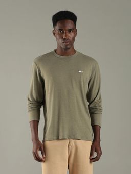 Tommy Hilfiger - Men Olive Solid Regular Fit Cotton T-Shirt