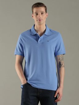 Tommy Hilfiger - Men Blue Solid Regular Fit Cotton Polo T-Shirt