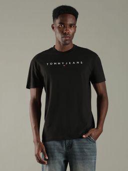 Tommy Hilfiger - Men Black Solid Regular Fit Cotton T-Shirt