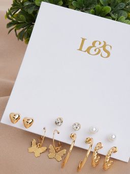 Lilly & Sparkle - Gold-Toned Contemporary Studs Earrings