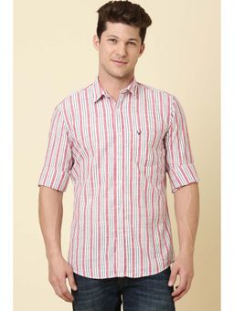 Allen Solly - Men White Custom Fit Stripe Full Sleeves Casual Shirts