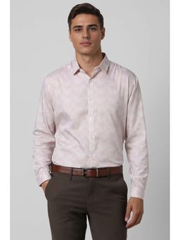 Van Heusen - Men Pink Slim Fit Print Full Sleeves Formal Shirt
