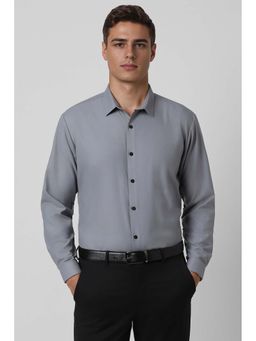Van Heusen - Men Grey Slim Fit Textured Full Sleeves Formal Shirt