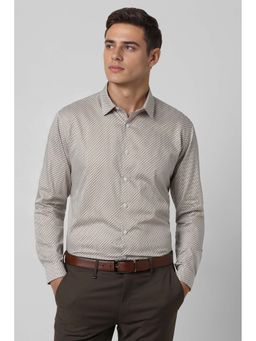 Van Heusen - Men Brown Slim Fit Print Full Sleeves Formal Shirt