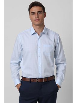 Van Heusen - Men Light Blue Regular Fit Check Full Sleeves Formal Shirt