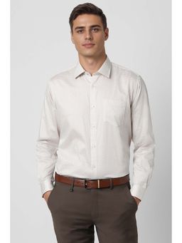 Van Heusen - Men White Regular Fit Print Full Sleeves Formal Shirt