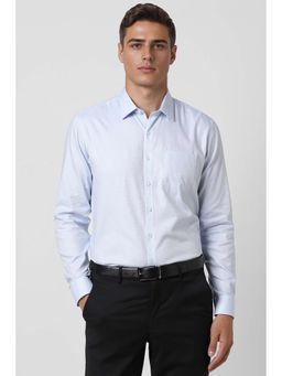 Van Heusen - Men Light Blue Slim Fit Textured Full Sleeves Formal Shirt