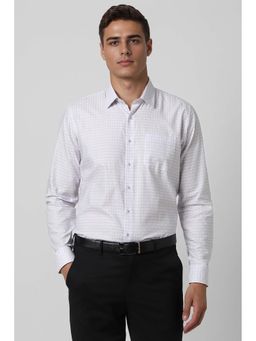 Van Heusen - Men White Slim Fit Check Full Sleeves Formal Shirt
