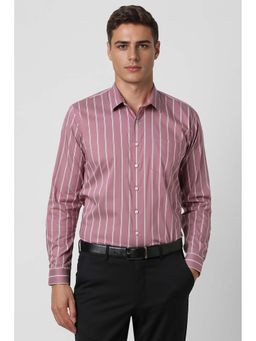 Van Heusen - Men Lilac Slim Fit Stripe Full Sleeves Formal Shirt