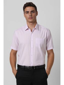 Van Heusen - Men Pink Regular Fit Check Half Sleeves Formal Shirt