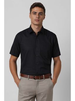 Van Heusen - Men Black Regular Fit Print Half Sleeves Formal Shirt
