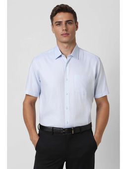 Van Heusen - Men Light Blue Regular Fit Textured Half Sleeves Formal Shirt