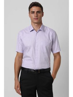 Van Heusen - Men Lilac Regular Fit Check Half Sleeves Formal Shirt