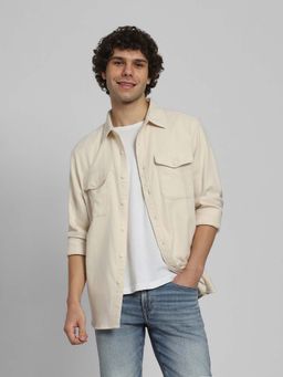 American Eagle - Men Cream Fireside Flannel Shirt