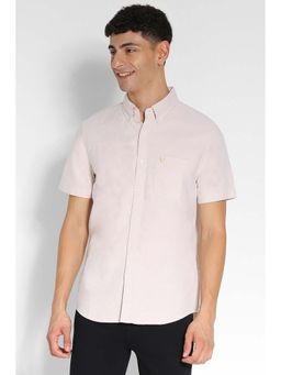 American Eagle - Men Yellow Short-Sleeve Everyday Oxford Button-Up Shirt