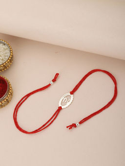 Carlton London - 925 Sterling Silver Om with Red Thread Rakhi