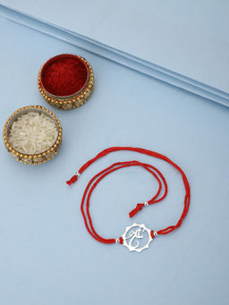 Carlton London - 925 Sterling Silver Shree with Red Thread Rakhi