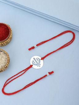 Carlton London - 925 Sterling Silver Khanda with Red Thread Rakhi