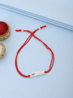 Carlton London - 925 Sterling Silver Red Typography Engraved Rakhi