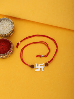 Carlton London - 925 Sterling Silver Ganesha with Rudraksh beads Rakhi