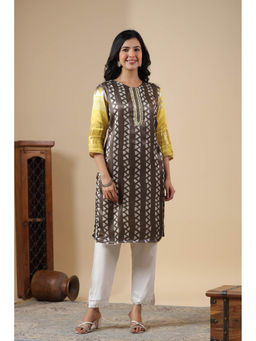 Scakhi - Womens Gaji Silk Printed Kurta