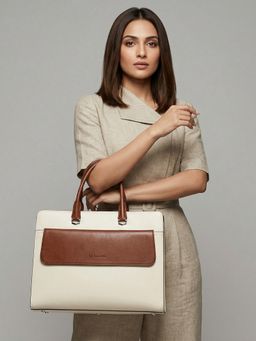 LA ELLORE - Esquire White Handbag with Detachable Strap