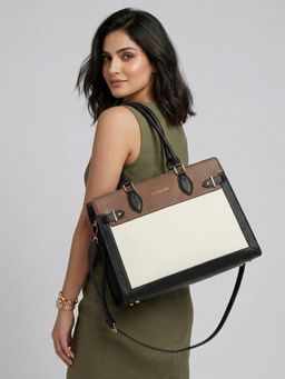 LA ELLORE - Mirrg Off White Hand Bag with Detachable Strap