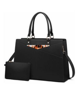 LA ELLORE - Nova Black Solid Hand Bag with Pouch and Detachable Straps
