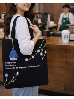 MasQ - Be Happy Embroidered Tote Bag