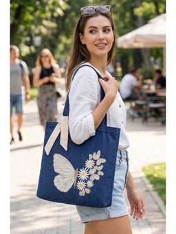 MasQ - Floral Butterfly Embroidered Tote Bag