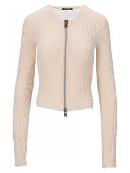 Ann Demeulemeester - Beige Terna Cropped Zip-Up Cardigan (M)