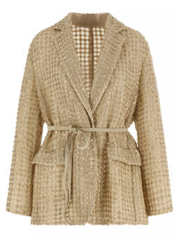 Brunello Cucinelli - Beige Dazzling Net Embroidery Organza Blazer