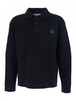 Maison Kitsune - Black Shirt Collar Sweater