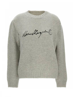 MM6 Maison Margiela - Grey Logo Crew Neck Sweater