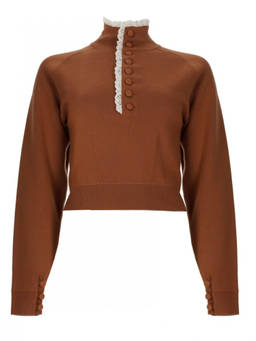 Chloe - Brown Mock Collar Sweater
