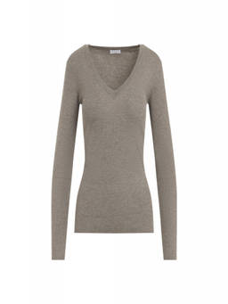 Brunello Cucinelli - Brown Knitted V Neck Sweater (M)