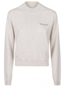 Brunello Cucinelli - Grey Logo Mock Collar Sweater (S)
