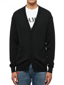 Moschino - Black Textured V Neck Cardigan (S)
