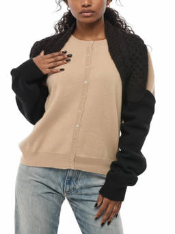 Fendi - Black Knitted Shawl Neck Shrug