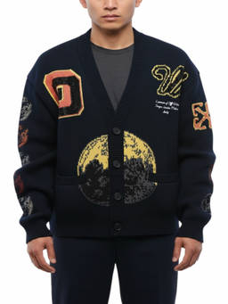 OFF-WHITE - Blue Knitted V Neck Cardigan (M)