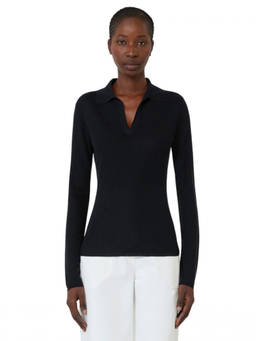 Max Mara - Navy Knitted Shirt Collar Sweater
