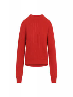 Jil Sander - Red Knitted Crew Neck Sweater