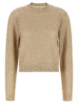 Brunello Cucinelli - Beige Embellished Crew Neck Sweater