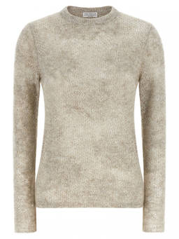 Brunello Cucinelli - Beige Textured Crew Neck Sweater