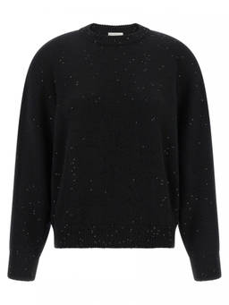 Brunello Cucinelli - Black Embellished Crew Neck Sweater