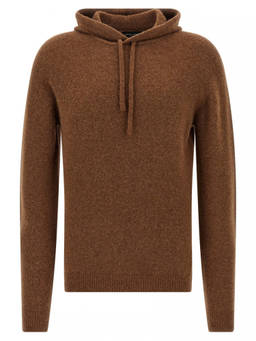 Roberto Collina - Brown Hooded Solid Sweater